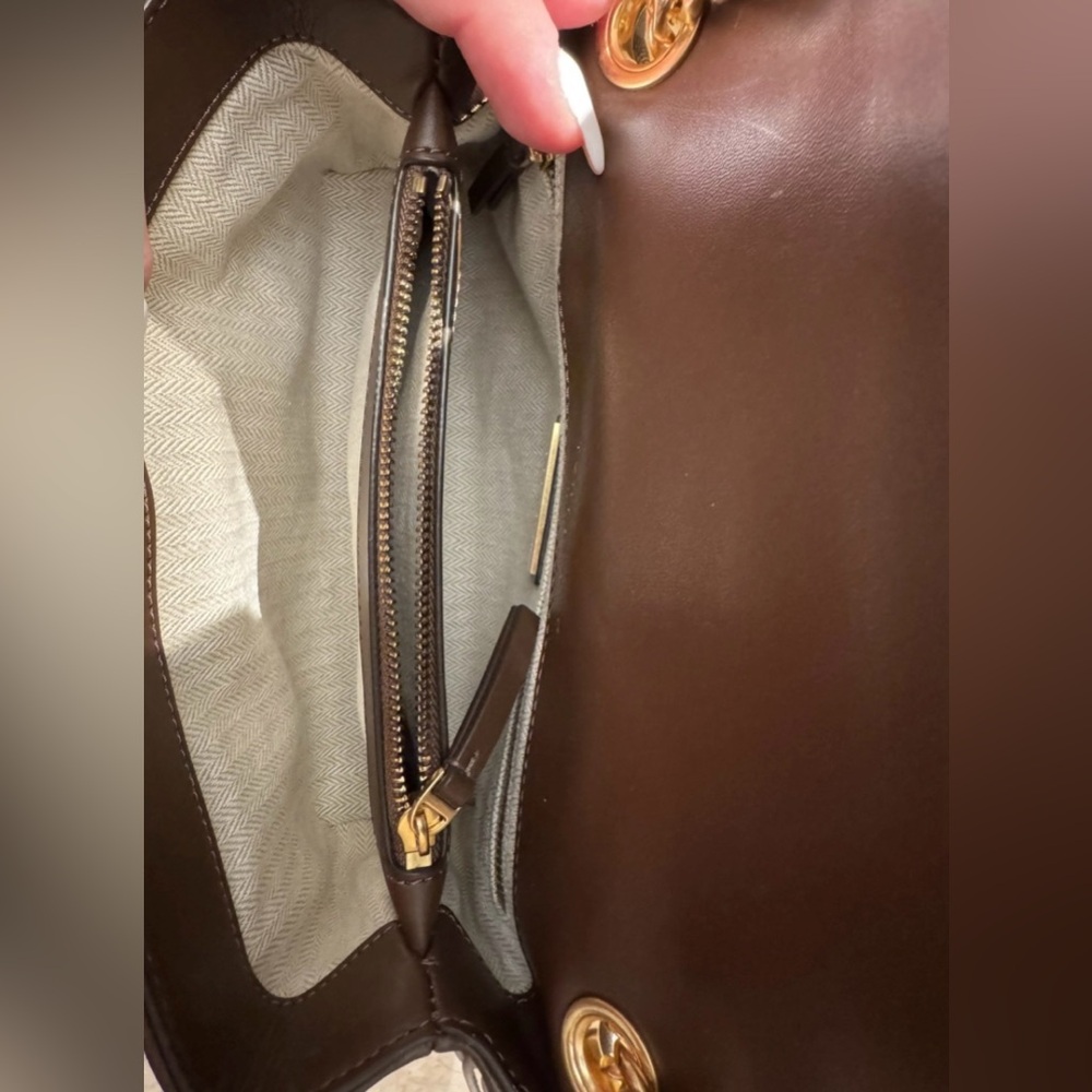 Tory Burch Brown and Cream Quilted Shoulder Bag - Picture 3 of 14